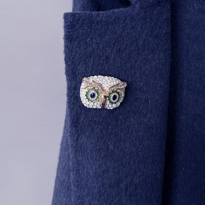 Broche vintage de búho con plumas esmaltadas