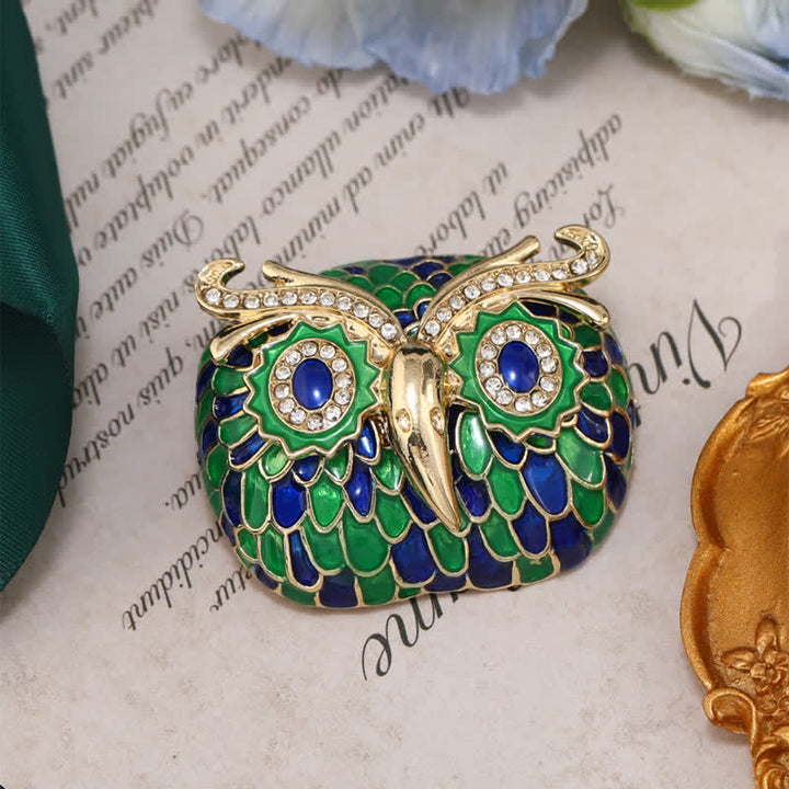 Broche vintage de búho con plumas esmaltadas