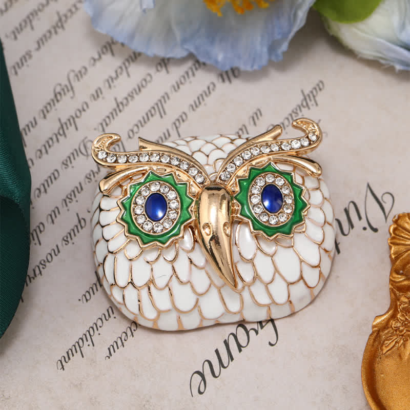 Broche vintage de búho con plumas esmaltadas