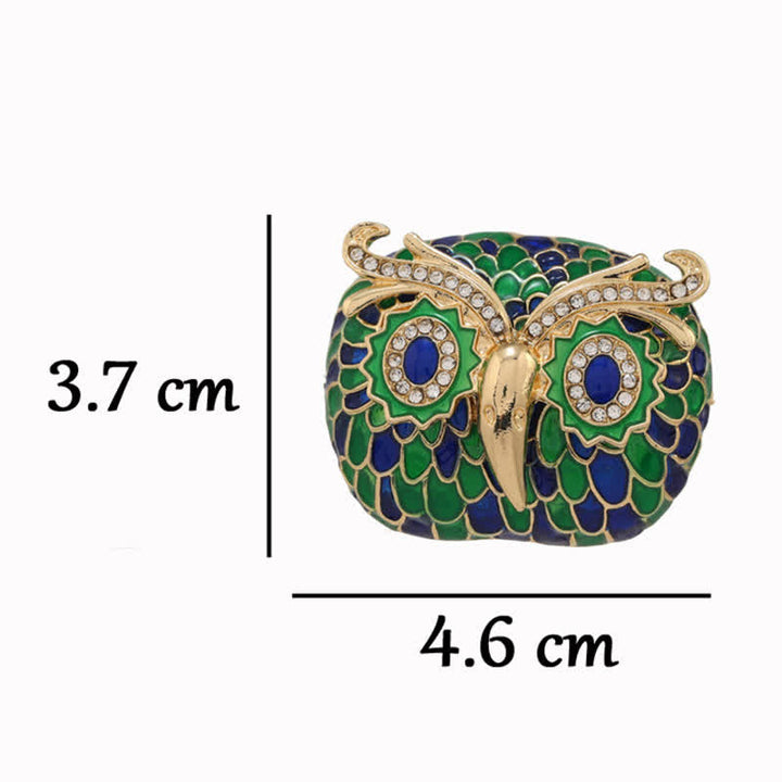 Broche vintage de búho con plumas esmaltadas