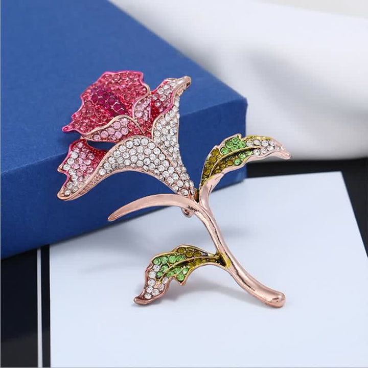 Broche de diamantes de imitación con flor de orquídea elegante y encantador