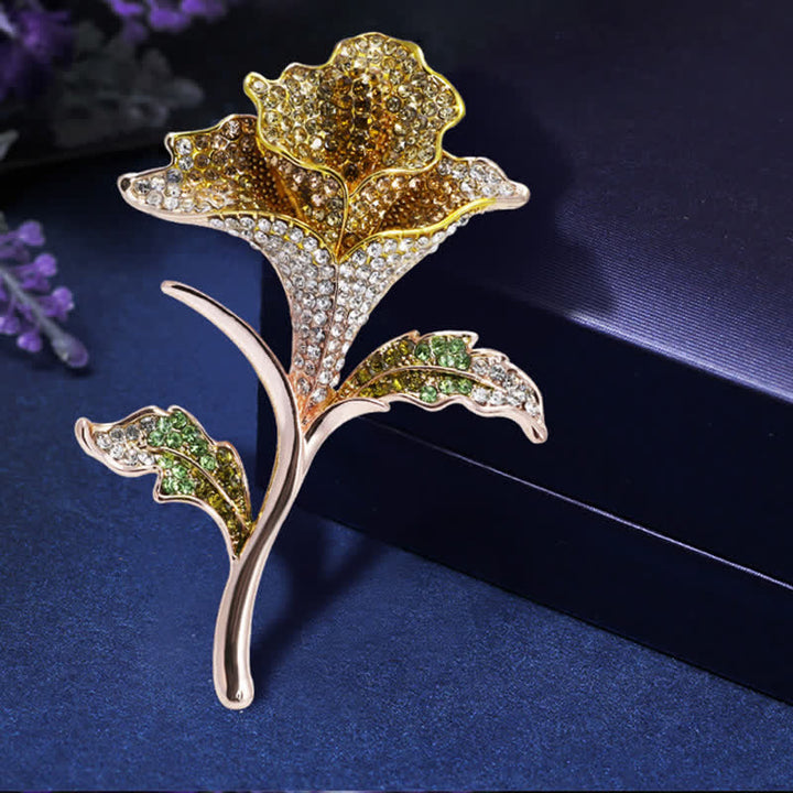 Broche de diamantes de imitación con flor de orquídea elegante y encantador