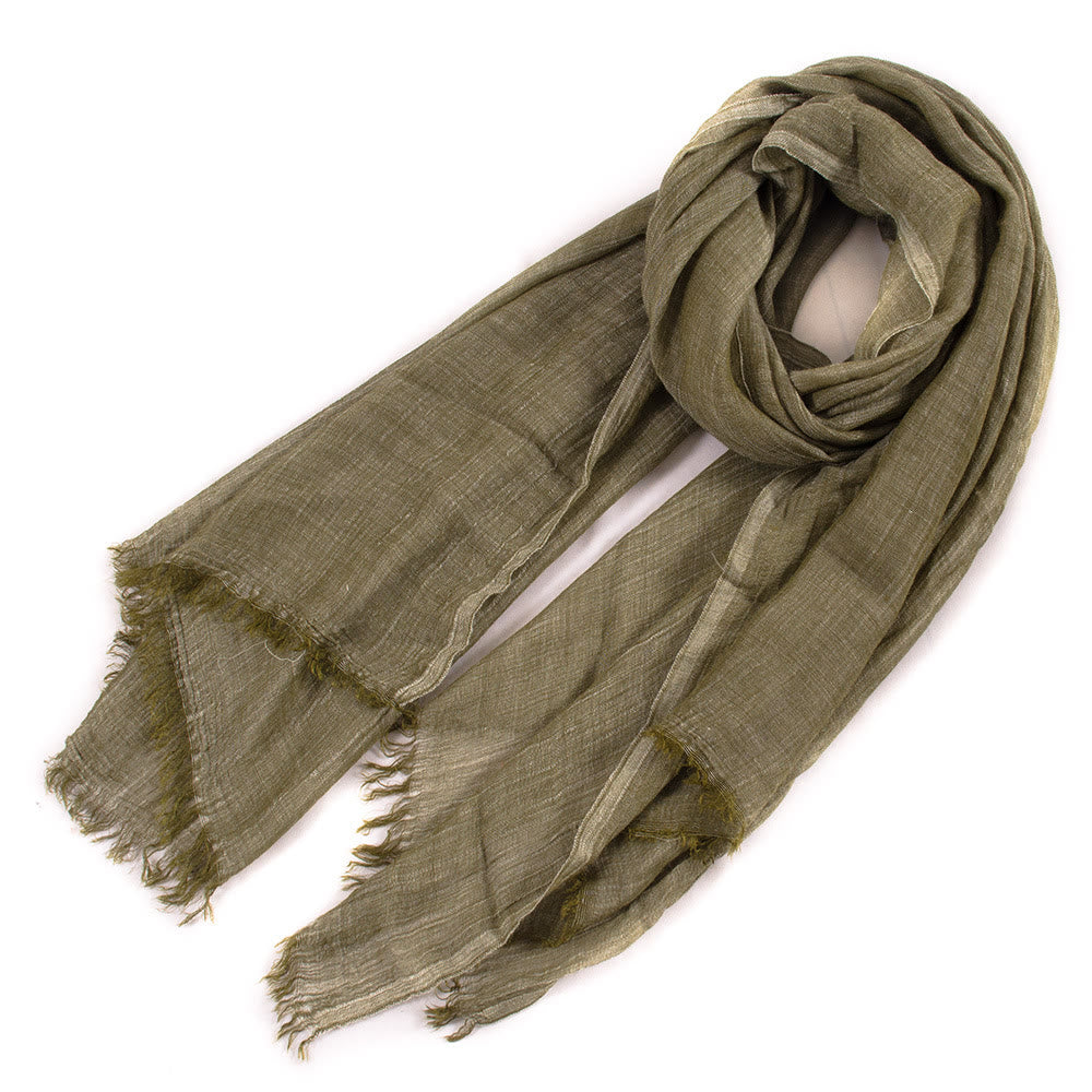 Bufanda fina de verano ligera plisada vintage de color sólido - Verde militar - image 1