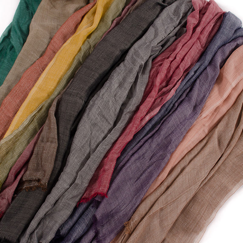 Bufanda fina de verano ligera plisada vintage de color sólido - image 2