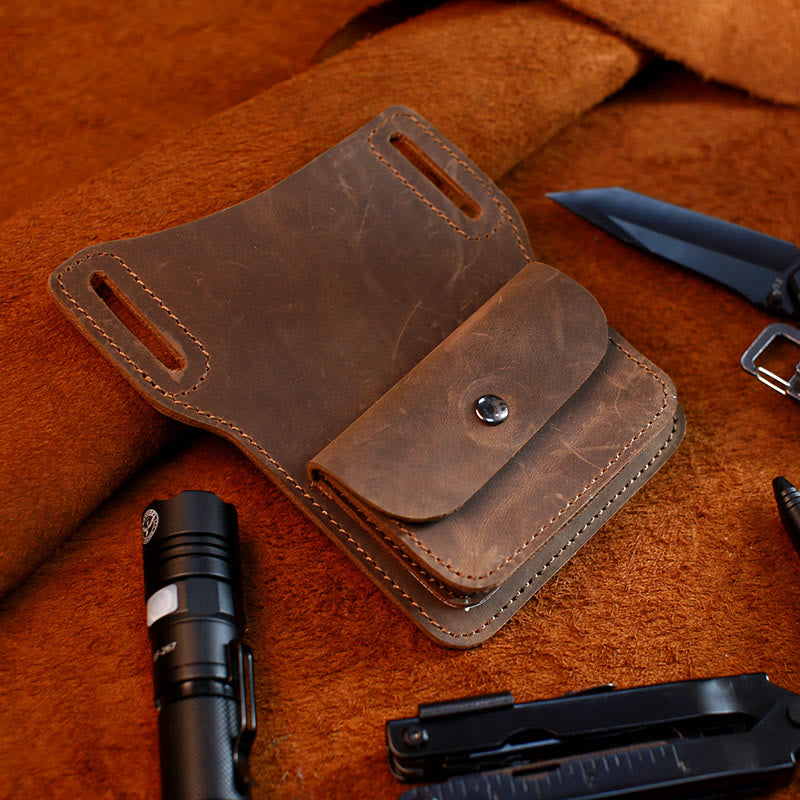 Bolso de cuero genuino para teléfono móvil con cinturón para colgar en la cintura