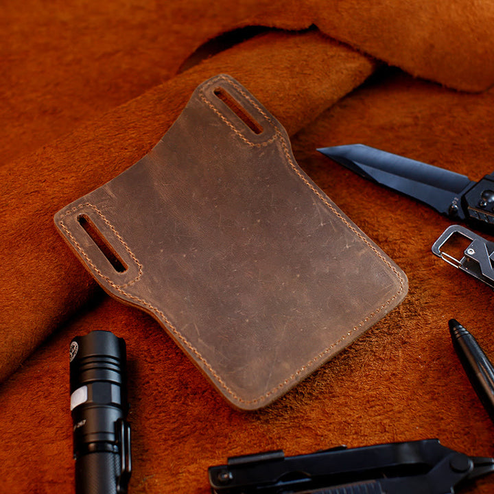 Bolso de cuero genuino para teléfono móvil con cinturón para colgar en la cintura
