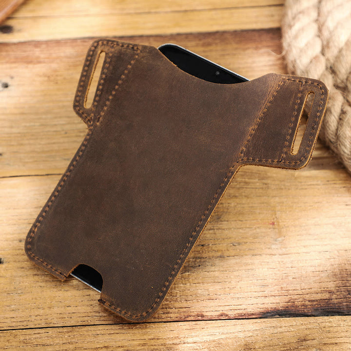 Funda de cuero para teléfono móvil versátil para colgar en la cintura