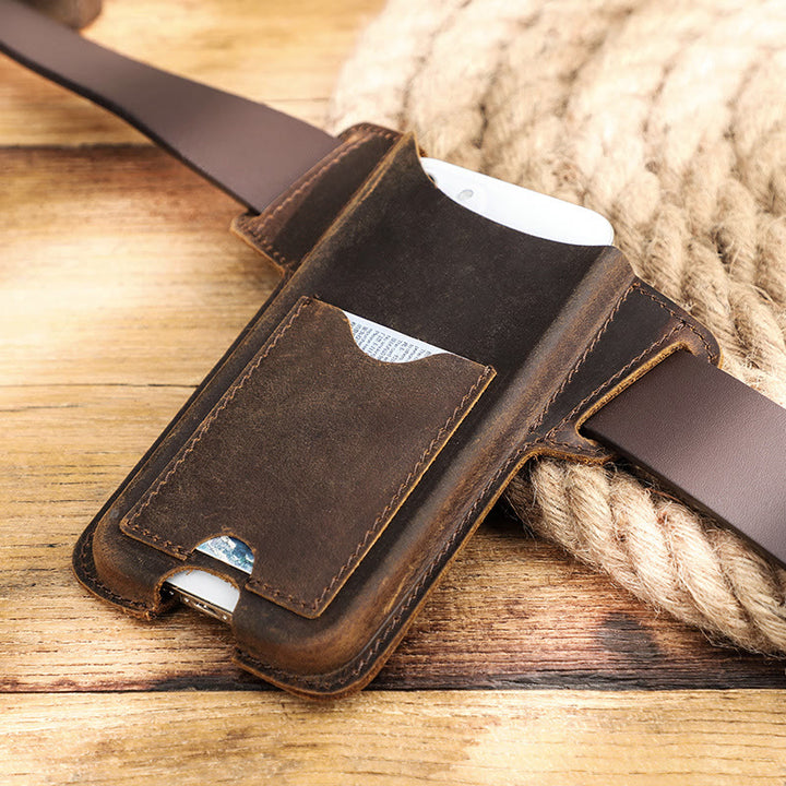 Funda de cuero para teléfono móvil versátil para colgar en la cintura
