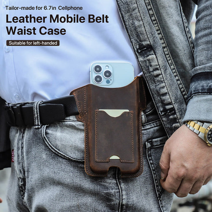Funda de cuero para teléfono móvil versátil para colgar en la cintura