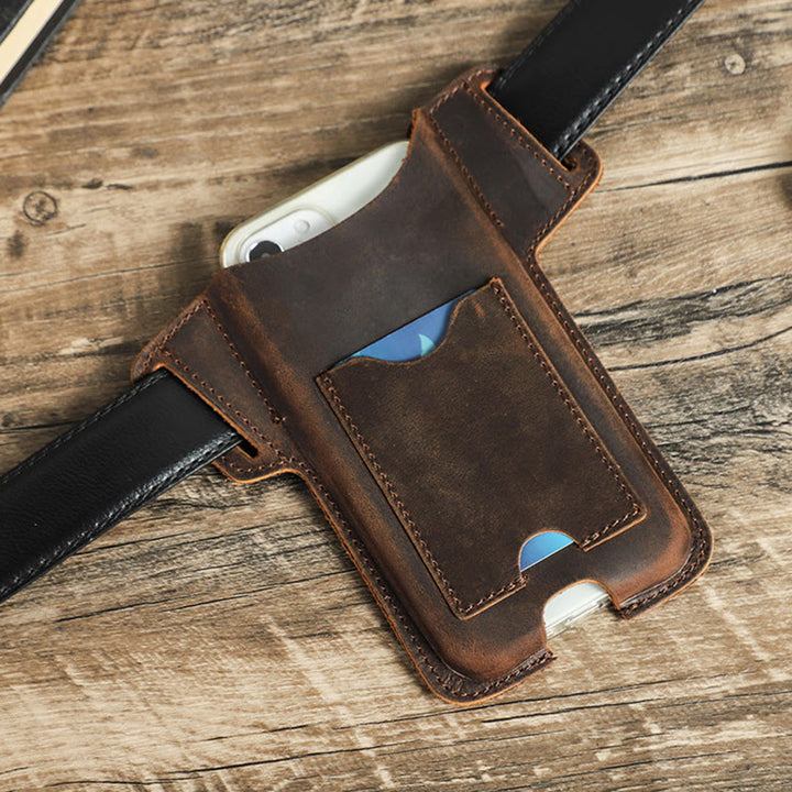 Funda de cuero para teléfono móvil versátil para colgar en la cintura