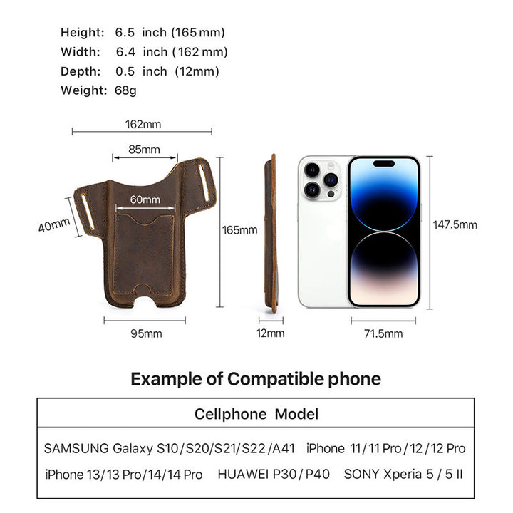 Funda de cuero para teléfono móvil versátil para colgar en la cintura