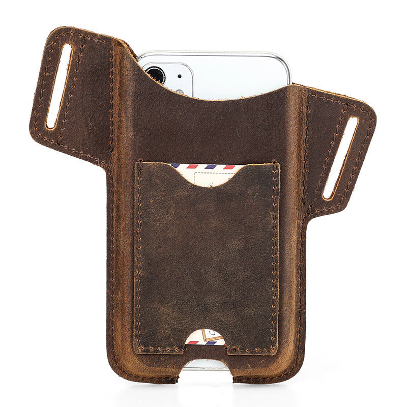 Funda de cuero para teléfono móvil versátil para colgar en la cintura