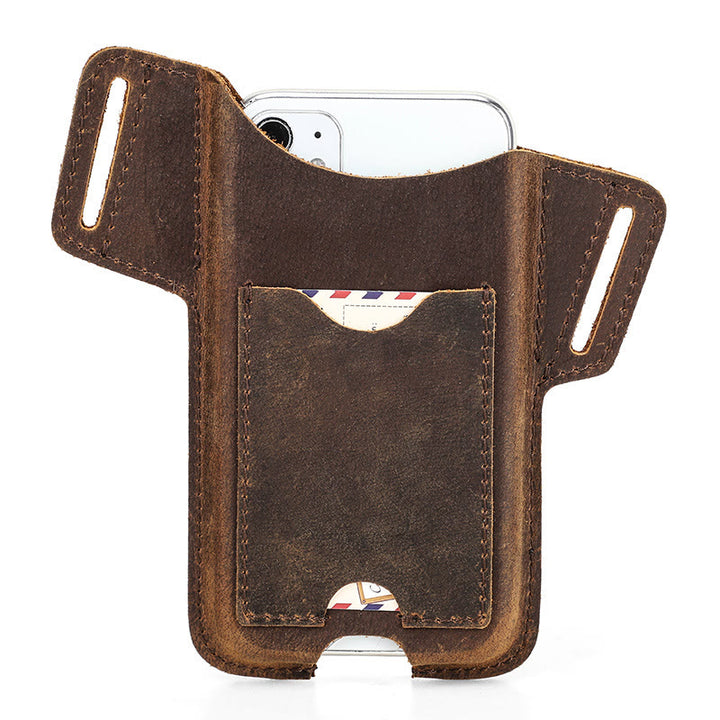 Funda de cuero para teléfono móvil versátil para colgar en la cintura