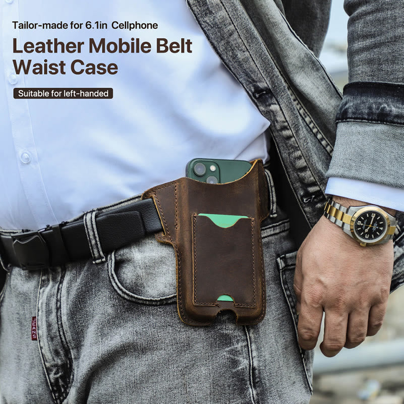 Funda de cuero para teléfono móvil versátil para colgar en la cintura