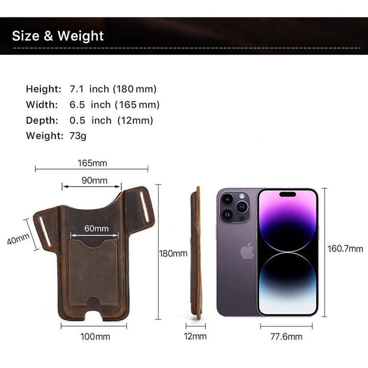 Funda de cuero para teléfono móvil versátil para colgar en la cintura