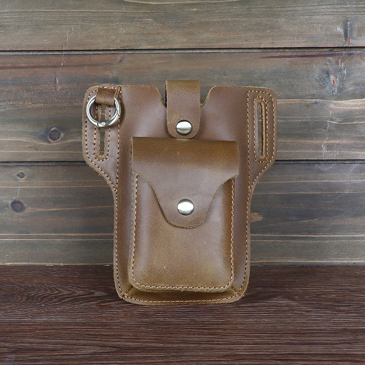 Riñonera de cuero con llavero para teléfono móvil estilo vintage