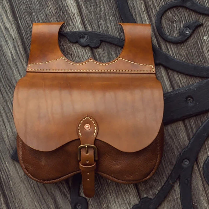 Bolso con cinturón de cuero resistente estilo vikingo con hebilla para colgar en la cintura