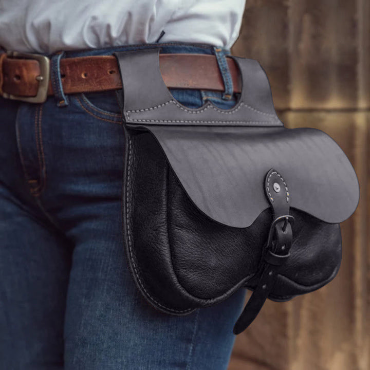 Bolso con cinturón de cuero resistente estilo vikingo con hebilla para colgar en la cintura