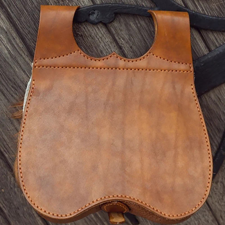 Bolso con cinturón de cuero resistente estilo vikingo con hebilla para colgar en la cintura