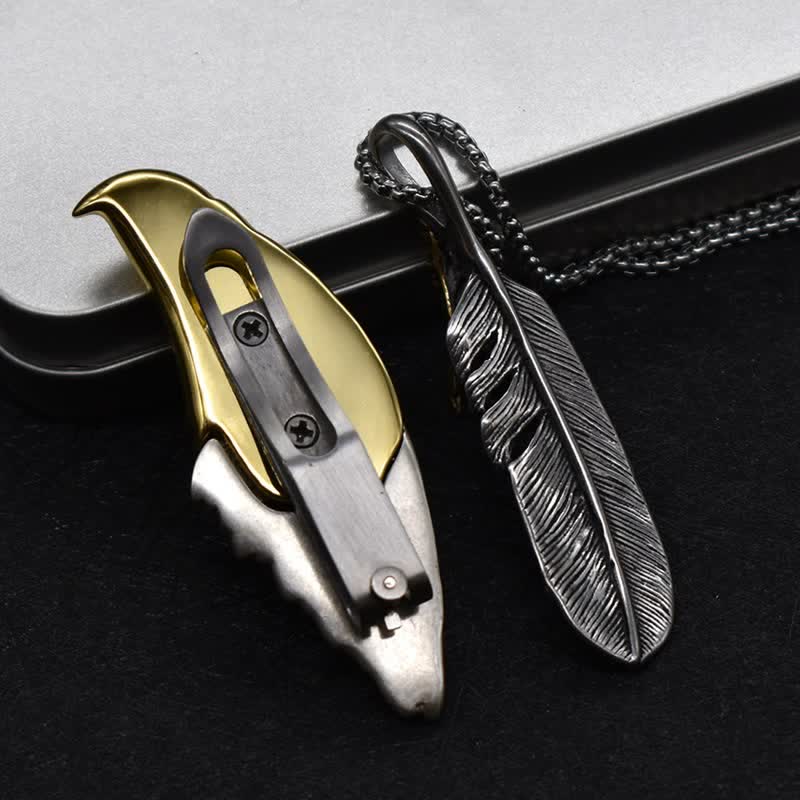 Collar con colgante de pluma y cuchillo oculto de águila calva - image 7
