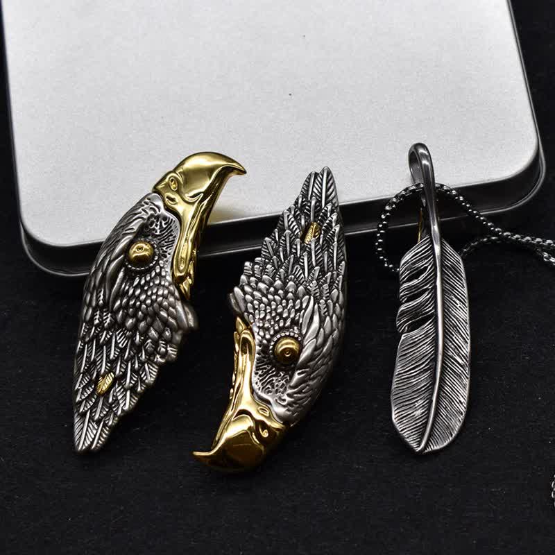 Collar con colgante de pluma y cuchillo oculto de águila calva - image 6