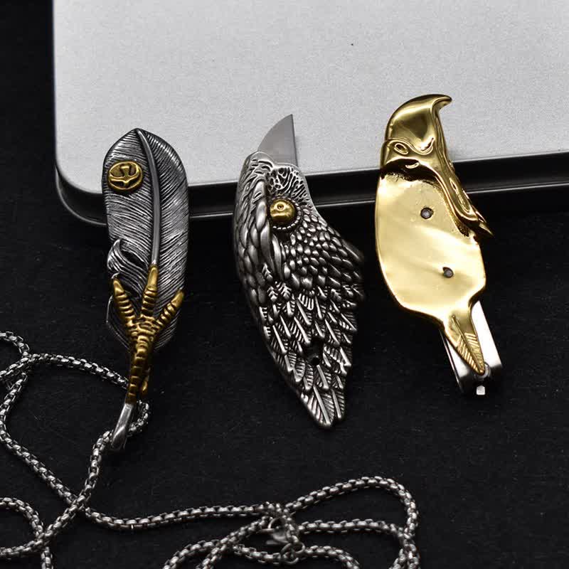 Collar con colgante de pluma y cuchillo oculto de águila calva - image 5
