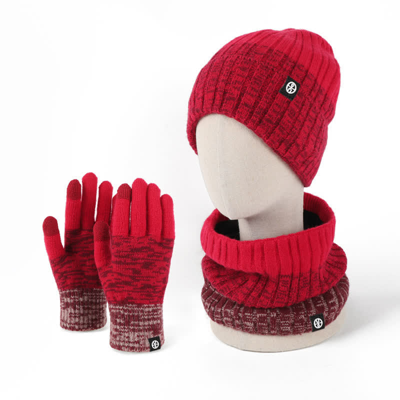 Juego de 3 guantes y gorro unisex a juego con degradado de color