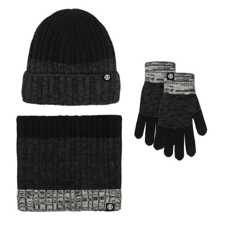 Juego de 3 guantes y gorro unisex a juego con degradado de color