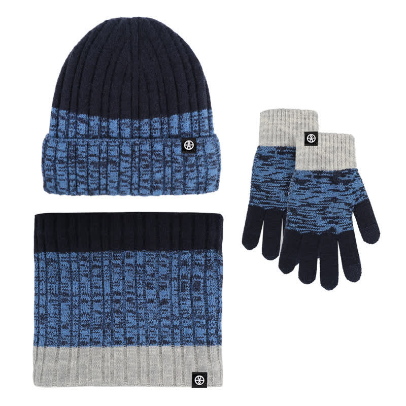 Juego de 3 guantes y gorro unisex a juego con degradado de color