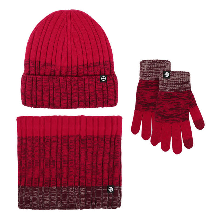 Juego de 3 guantes y gorro unisex a juego con degradado de color