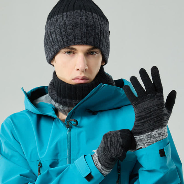 Juego de 3 guantes y gorro unisex a juego con degradado de color