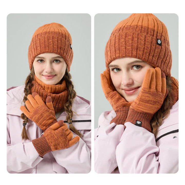 Juego de 3 guantes y gorro unisex a juego con degradado de color
