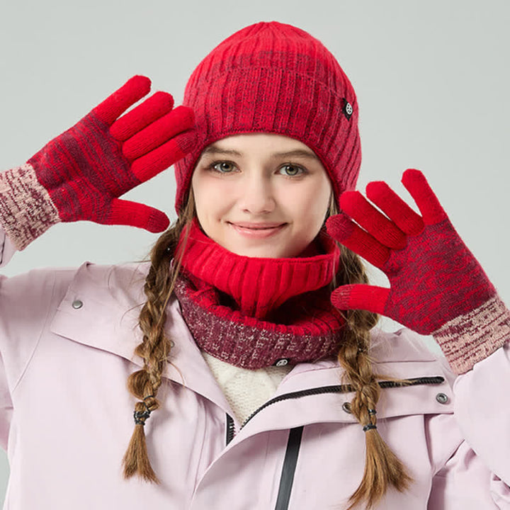 Juego de 3 guantes y gorro unisex a juego con degradado de color