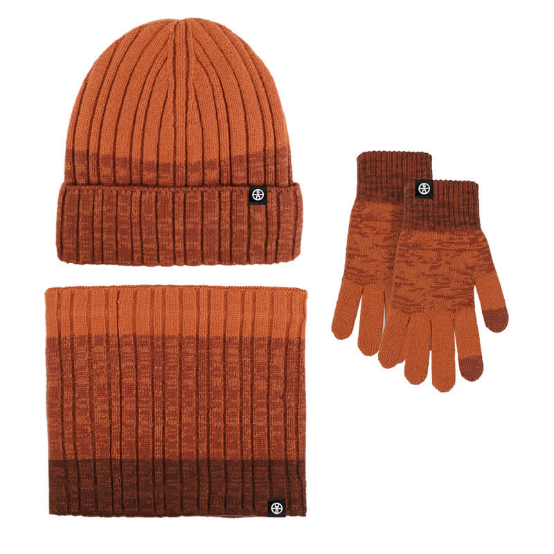 Juego de 3 guantes y gorro unisex a juego con degradado de color