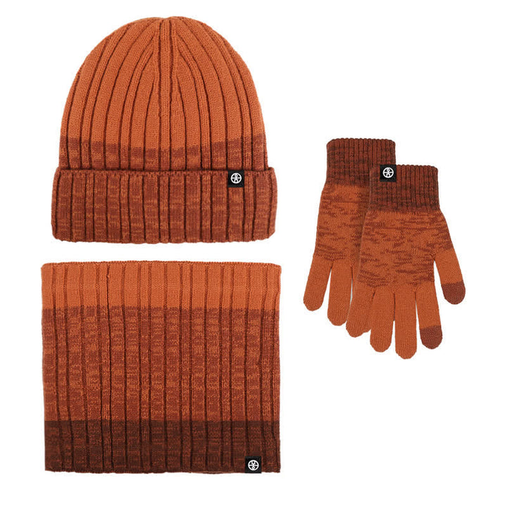 Juego de 3 guantes y gorro unisex a juego con degradado de color