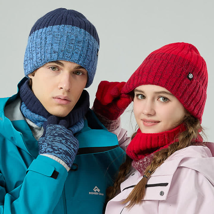 Juego de 3 guantes y gorro unisex a juego con degradado de color