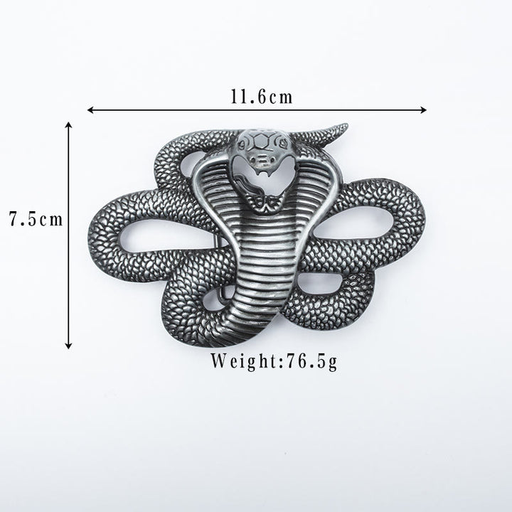 Cinturón de cuero vintage con diseño de cobra en 3D del oeste para hombre