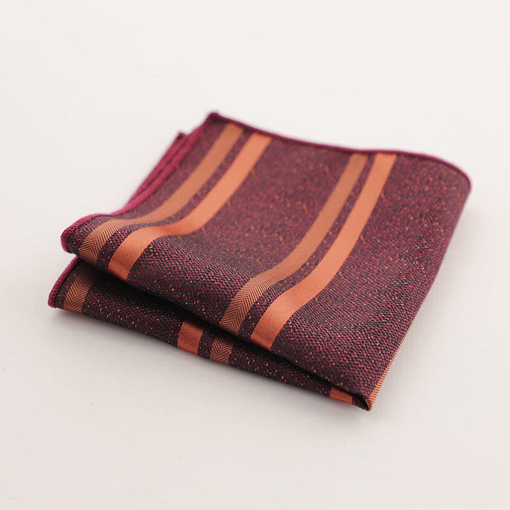 Pañuelo de bolsillo con estampado geométrico a rayas de la serie Burgundy para hombre