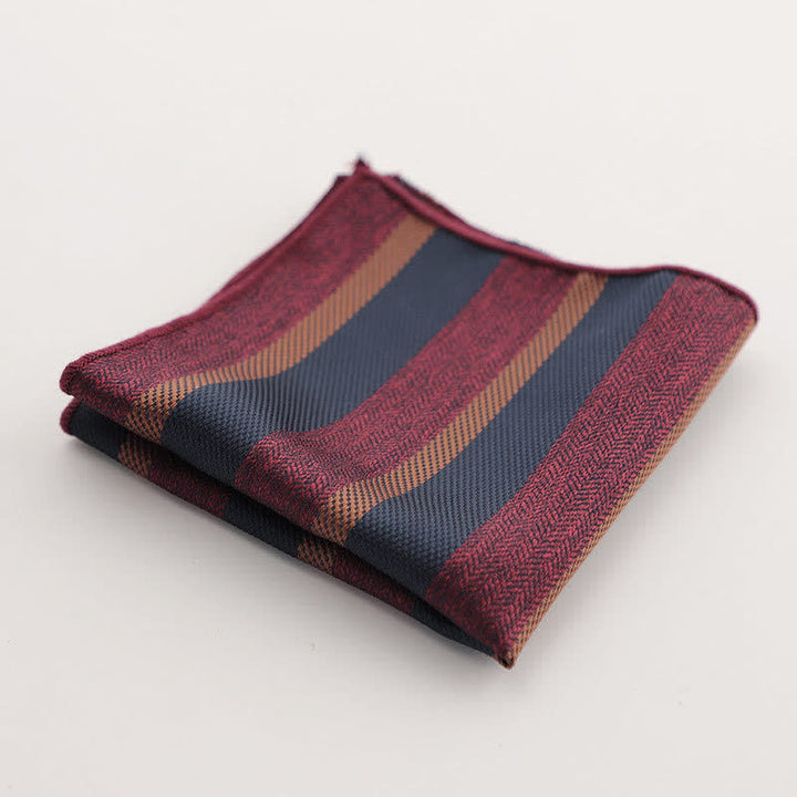 Pañuelo de bolsillo con estampado geométrico a rayas de la serie Burgundy para hombre