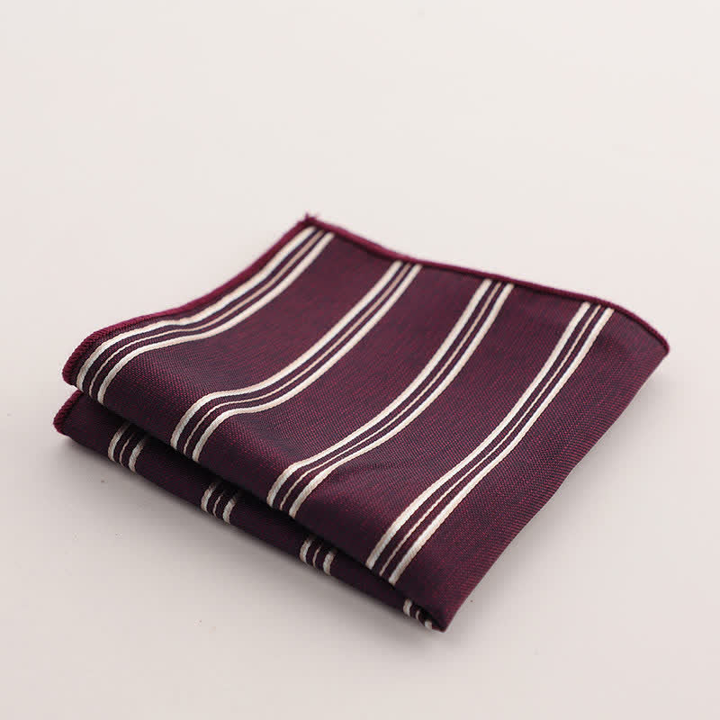 Pañuelo de bolsillo con estampado geométrico a rayas de la serie Burgundy para hombre