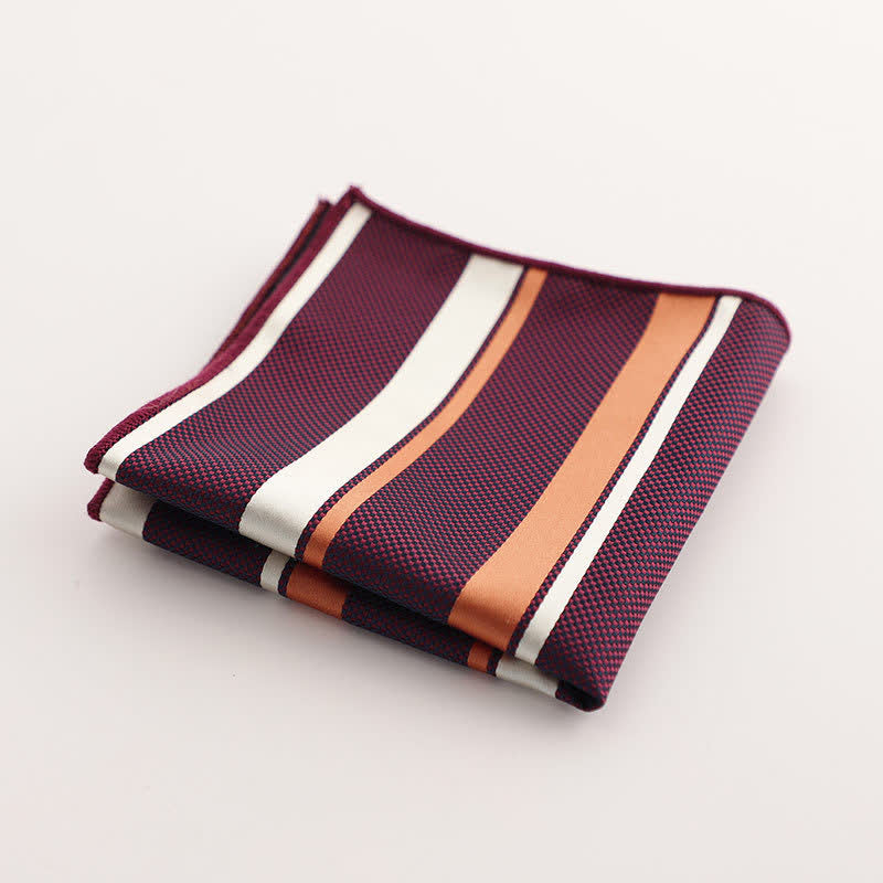 Pañuelo de bolsillo con estampado geométrico a rayas de la serie Burgundy para hombre