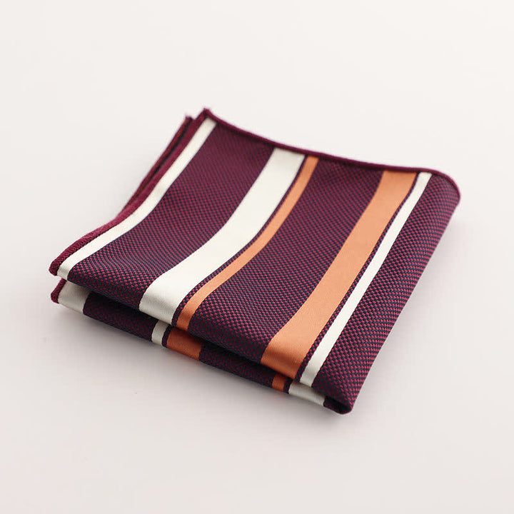 Pañuelo de bolsillo con estampado geométrico a rayas de la serie Burgundy para hombre