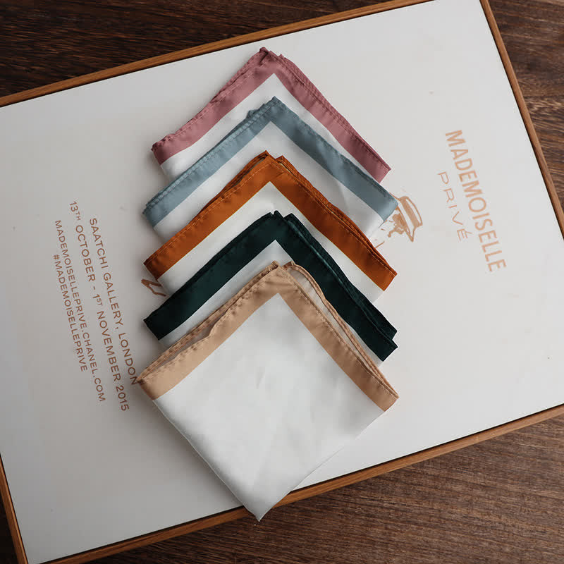 Pañuelo de bolsillo para boda con borde blanco y de color para hombre