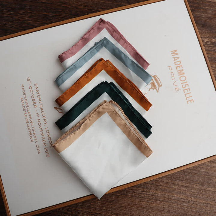 Pañuelo de bolsillo para boda con borde blanco y de color para hombre