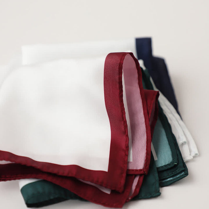 Pañuelo de bolsillo para boda con borde blanco y de color para hombre
