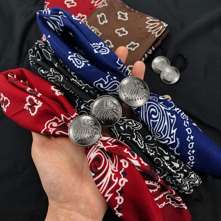 Bufanda con hebilla estilo hip hop retro de estilo indio para hombre