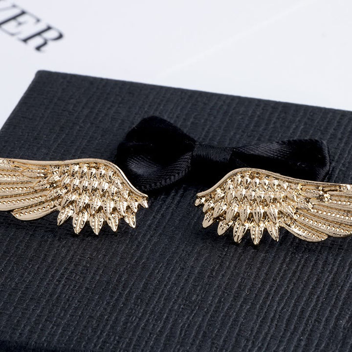 Broche de alas retro, accesorios para camisas en oro y plata