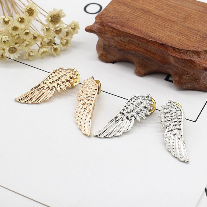 Broche de alas retro, accesorios para camisas en oro y plata