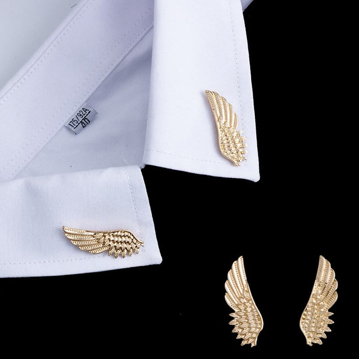 Broche de alas retro, accesorios para camisas en oro y plata