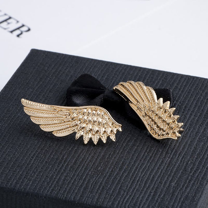 Broche de alas retro, accesorios para camisas en oro y plata